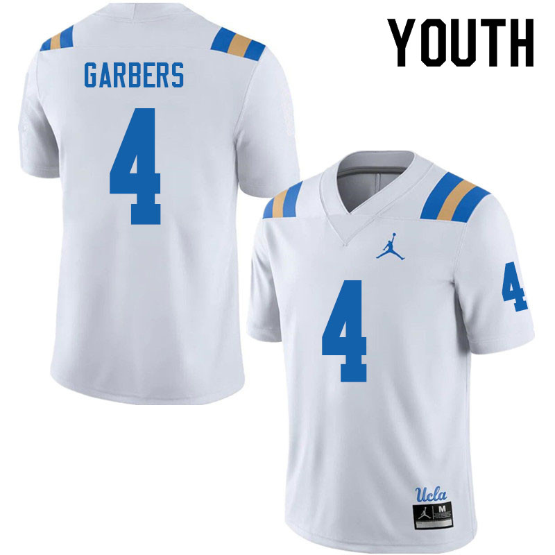 Jordan Brand Youth #4 Ethan Garbers UCLA Bruins College Football Jerseys Sale-White